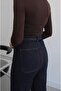 Dark Navy Blue Cropped Jeans with Corner Pockets - 5