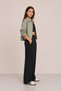 Women's Green Oversize, Polo Collar, Snap Fasteners, Cotton Gabardine, Short Seasonal Jacket - 4
