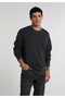 Relaxed Fit Round Neck Plain Men's Anthracite Sweater