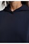Regular Fit Hooded Plain Women's Navy Blue Sweatshirt - 4