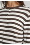 Slim Fit Round Neck Striped Women's Brown Cardigan - 4