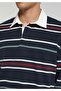 Relaxed Fit Polo Collar Striped Men's Navy Blue Long Sleeve T-Shirt - 4