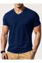 Regular Fit Unprinted Plain 100% Cotton V-Neck Men's T-Shirt