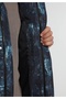 Regular Fit Stand Collar Zippered Lined Men's Navy Blue Coat - 5