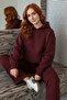 Women's Three-Thread Ribbed Tracksuit Set – Oversized Hooded Sweatshirt and Relaxed-Fit Pants - 4