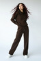 Women's Three-Thread Ribbed Tracksuit Set – Oversized Hooded Sweatshirt and Relaxed-Fit Pants