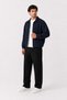 Men's Navy Blue Premium, Gabardine, Zippered Polo Collar, Oversize, Seasonal Casual Jacket - 4