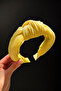 Bym Lemon Yellow Pleated Knotted Soft Women's Hair Crown Daily Accessory - 2
