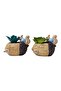 Cement Squirrel Planter with Plants - 3