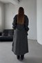 Anthracite Belted New Season Lined Premium Quality Comfortable Fit Women's Cashmere Coat - 4