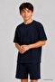 Navy Blue Oversize Fit Basic Boy's Shorts Set - 11335 - 4