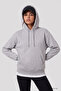 Gray Melange Standard Hooded Basic Women's Sweatshirt with Kangaroo Pocket - 97321 - 4