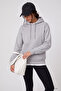 Gray Melange Standard Hooded Basic Women's Sweatshirt with Kangaroo Pocket - 97321 - 7