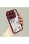 Mi 14t Pro Compatible Case Camera Protector Heart Pattern Burgundy Lover Couple Silicone Phone Case - 3