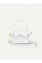 White Shk342 Faux Leather, Zippered, Bow Detail, Long Strap, Hand, Arm and Shoulder Bag