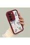Realme 14X Compatible Case Camera Protector Heart Pattern Burgundy Lover Couple Silicone Phone Case - 3