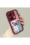 Xiaomi Redmi Note 14S Compatible Case Camera Protector Stitch Pattern Burgundy Lover Couple Silicone Phone Case - 2