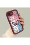 iPhone 17E Compatible Case Camera Protector Stitch Pattern Burgundy Lover Couple Silicone Phone Case - 2