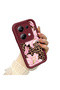 Xiaomi Poco M6 Pro 4g Compatible Case Camera Protective Flower Case Maroon Lover Couple Silicone Phone Case - 3