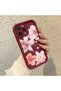 iPhone 16 Pro Compatible Case Camera Protective Floral Case Burgundy Lover Couple Silicone Phone Case - 2