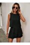 Women's Sleeveless Crew Neck Sandy Blouse and Shorts Skirt Two-Piece Set - 3