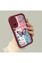 Poco F7 5g Compatible Case Camera Protector Stitch Pattern Burgundy Lover Couple Silicone Phone Case - 3