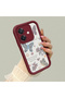 Oppo A3 5g Compatible Case Camera Protector Heart Pattern Maroon Lover Couple Silicone Phone Case - 3