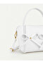 White Shk342 Faux Leather, Zippered, Bow Detail, Long Strap, Hand, Arm and Shoulder Bag - 4