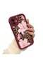 iPhone 11 Compatible Case Camera Protective Flower Case Burgundy Lover Couple Silicone Phone Case - 3