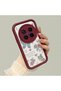 Vivo X300 Pro Compatible Case Camera Protector Heart Pattern Burgundy Lover Couple Silicone Phone Case - 3