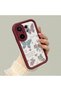 Vivo X200 Fe Compatible Case Camera Protector Heart Pattern Burgundy Lover Couple Silicone Phone Case - 3