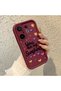 Vivo X200 Fe Compatible Case Camera Protector Heart Pattern Burgundy Lover Couple Silicone Phone Case - 3