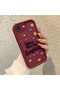 iPhone 16E Compatible Case Camera Protector Heart Pattern Burgundy Lover Couple Silicone Phone Case - 2