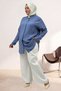 68083 Plus Size Jacquard Strawberry Tunic with Butterfly Brooch Detail - Indigo - 4