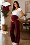 Women's High Waist Pleated Hidden Pocket Relaxed Fit Wide Leg Maternity Pants - 4