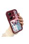 Xiaomi Redmi Note 14S Compatible Case Camera Protector Stitch Pattern Burgundy Lover Couple Silicone Phone Case - 3