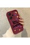 Xiaomi Redmi Note 13 Pro Plus Compatible Case Camera Protector Heart Pattern Burgundy Lover Couple Silicone Phone Case - 2