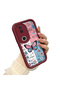 Vivo V50 Compatible Case Camera Protector Stitch Pattern Burgundy Lover Couple Silicone Phone Case - 2