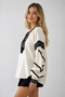 Women's Ecru Ethnic Embroidered Bohemian Blouse with Black Stripe Detail, Cotton Linen, Balloon Sleeves, Tassels, Pinterest - 2