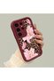 Samsung Galaxy S23 Ultra Compatible Case Camera Protector Floral Case Burgundy Lover Couple Silicone Phone Case - 2
