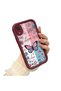 iPhone Xr Compatible Case Camera Protector Stitch Pattern Maroon Lover Couple Silicone Phone Case - 2