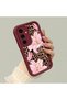 Samsung Galaxy S24 Fe Compatible Case Camera Protector Floral Case Burgundy Lover Couple Silicone Phone Case - 2