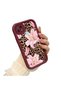 Realme C21 Compatible Case Camera Protector Flower Case Burgundy Lover Couple Silicone Phone Case - 3