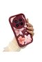 Vivo X200 Pro Compatible Case Camera Protective Flower Case Burgundy Lover Couple Silicone Phone Case - 2