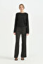 Ironed Trousers with Ribbed Cuffs - Black