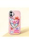 iPhone 16 Plus Compatible Case Camera Protector Pink Heart Pattern Silicone Lover Couple Phone Case