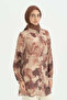 Balloon Sleeve Patterned Viscose Tunic - Plum - 2