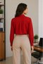 Long Sleeve Shirt with Buttons, Classic Collar, Suitable for Casual and Office Wear - Red - 3