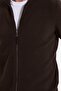 Men's Standard Fit Regular Cut Patterned Half Turtleneck Zippered Brown Cardigan - 5
