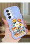 Samsung Galaxy A16 Compatible Case Camera Protective Blue Silicone Lover Couple Phone Case Floral Case